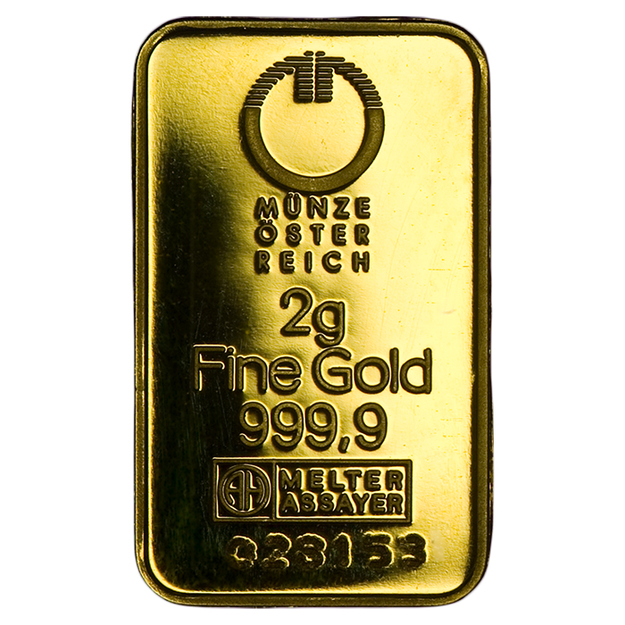 Goldbarren 2 Gramm Münze Österreich pro aurum